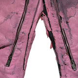 Crackled painted thigh zip denim