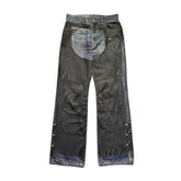 Trompe l'Oeil “Leather” Chaps printed Jeans