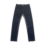 Leather paneled denim