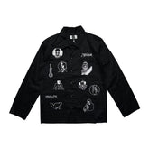 Graphic patchwork button down