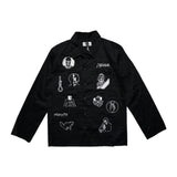 Graphic patchwork button down