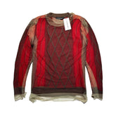 Layered mesh knit argyle sweater