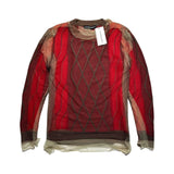 Layered mesh knit argyle sweater