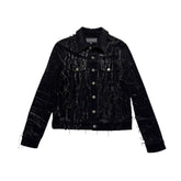 Johnny stretch velvet tassel trucker