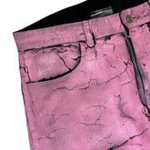 Crackled painted thigh zip denim