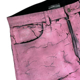 Crackled painted thigh zip denim