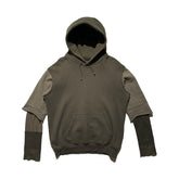 Archive Triple layered skull drawstring hoodie