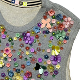 Floral appliqué embellished crewneck