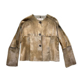 Calf pony hair fur leather jacket