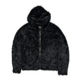 Nylon furry zip jacket
