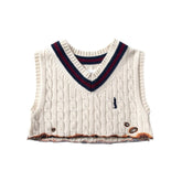 Burning embroidered cropped vest