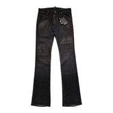 Crystal embellished waxed denim