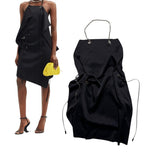 $2,590 asymmetric drape dress with G link chain
