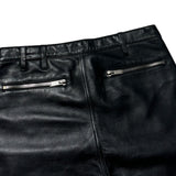 Leather logo zippered pant