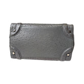 Ostrich leather expandable bag