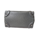 Ostrich leather expandable bag