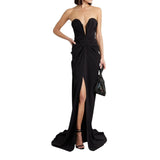 Tulle trimmed bustier gown