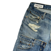 Freddie frances reconstructed flared distressed denim