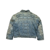 Padded moto trucker denim jacket