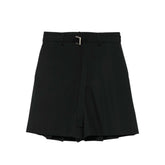 Tailored pleated belted shorts
