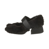 Diablo fur ballerina strap flats