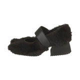 Diablo fur ballerina strap flats