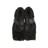 Diablo fur ballerina strap flats