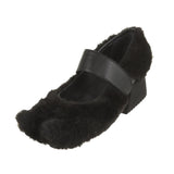 Diablo fur ballerina strap flats