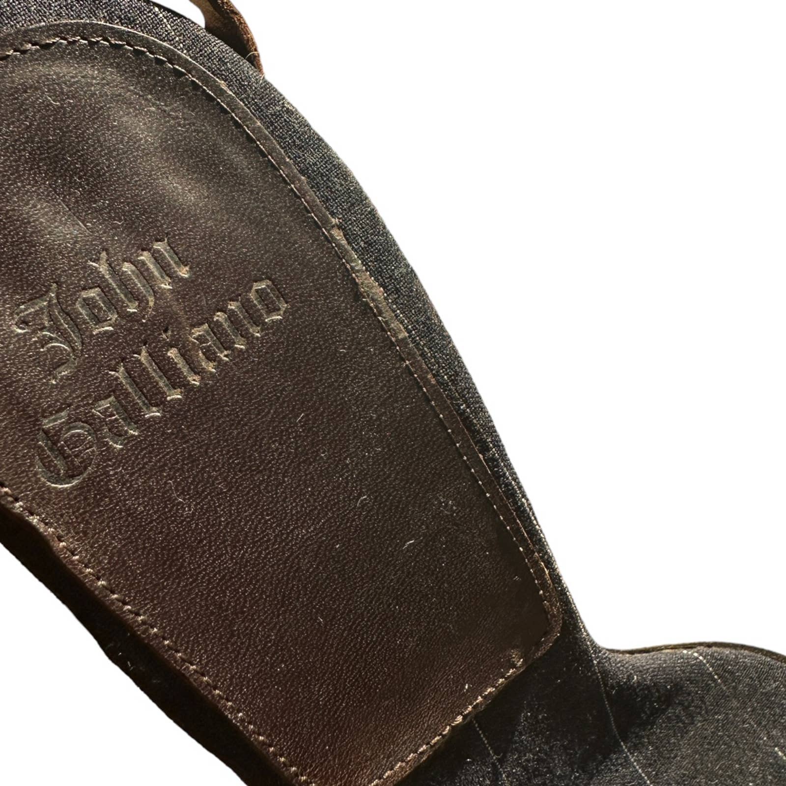 beaded leather strap heels