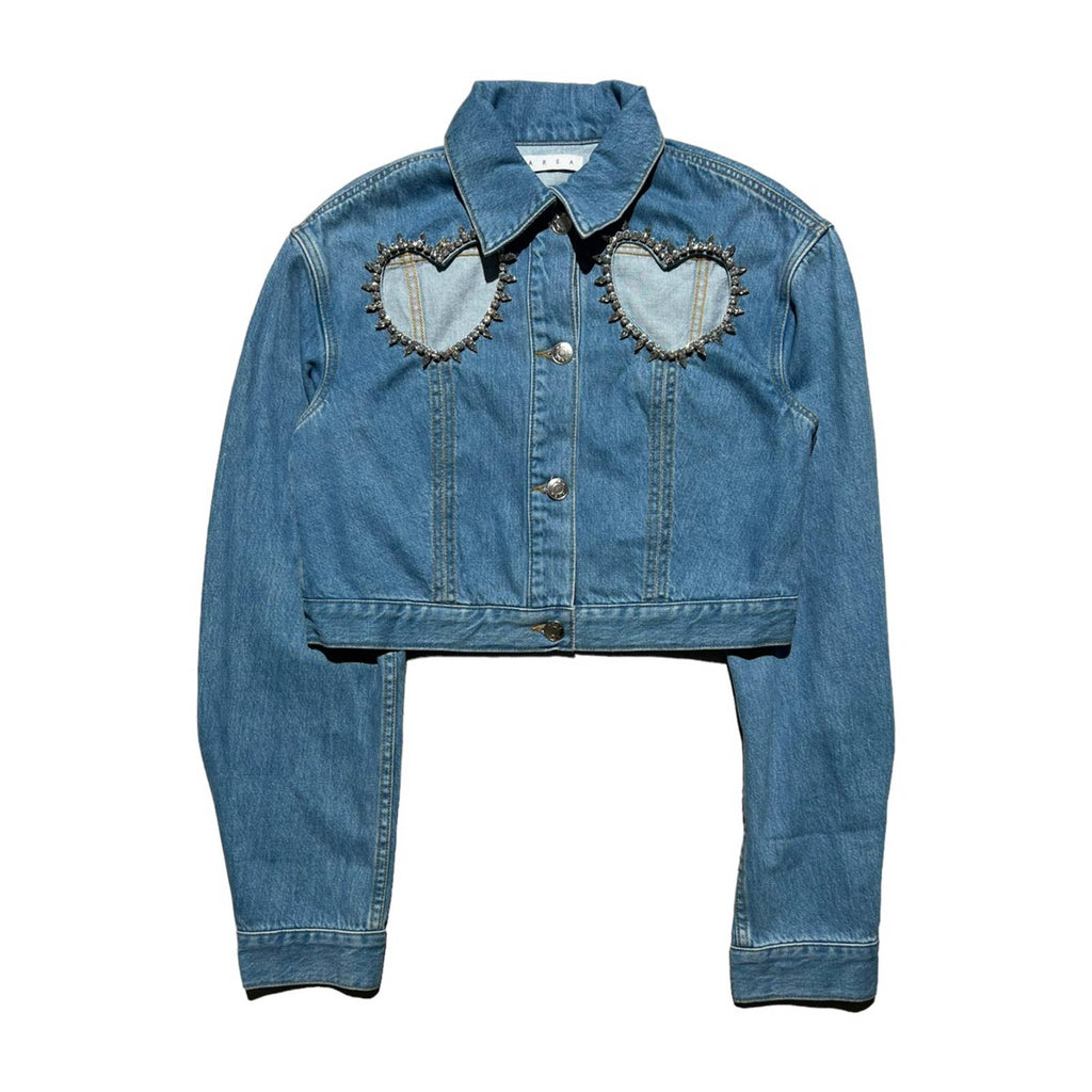 crystal heart denim jacket