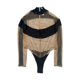 Sheer cut out body suit