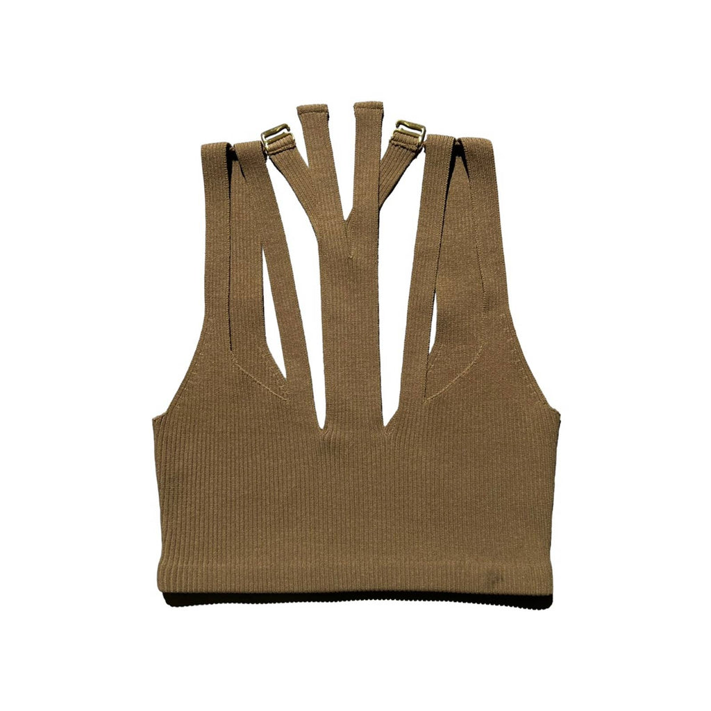 Cropped ribbed strap tank
