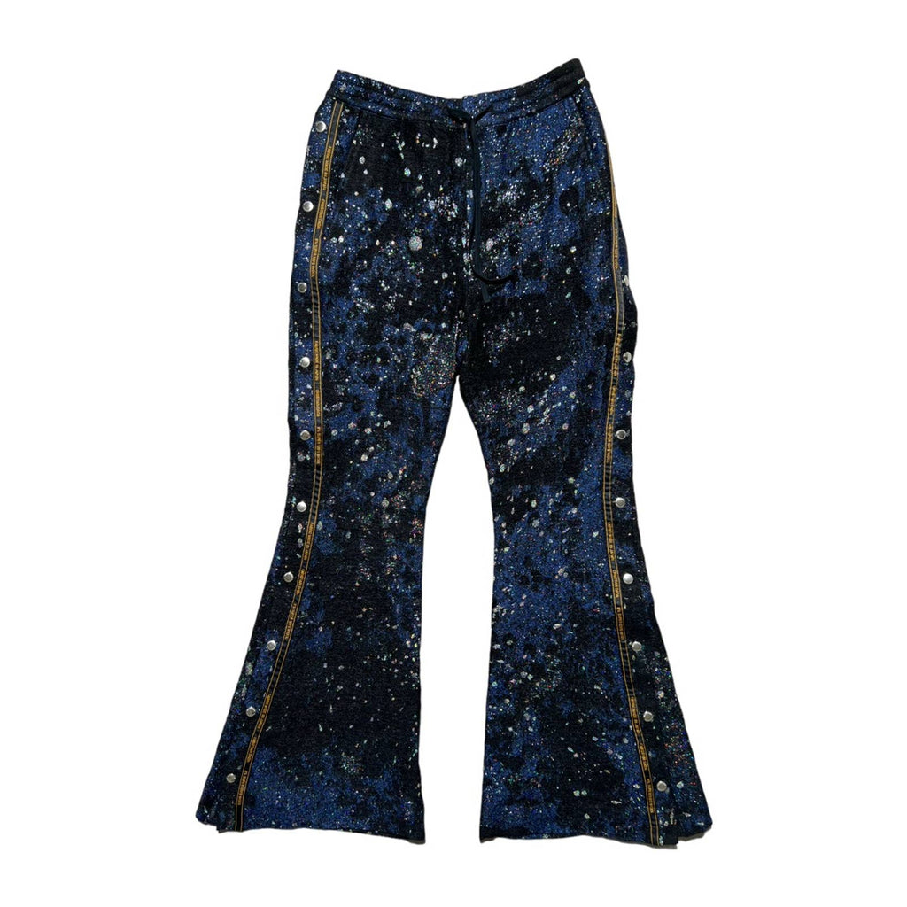 speckled snap button flared pant