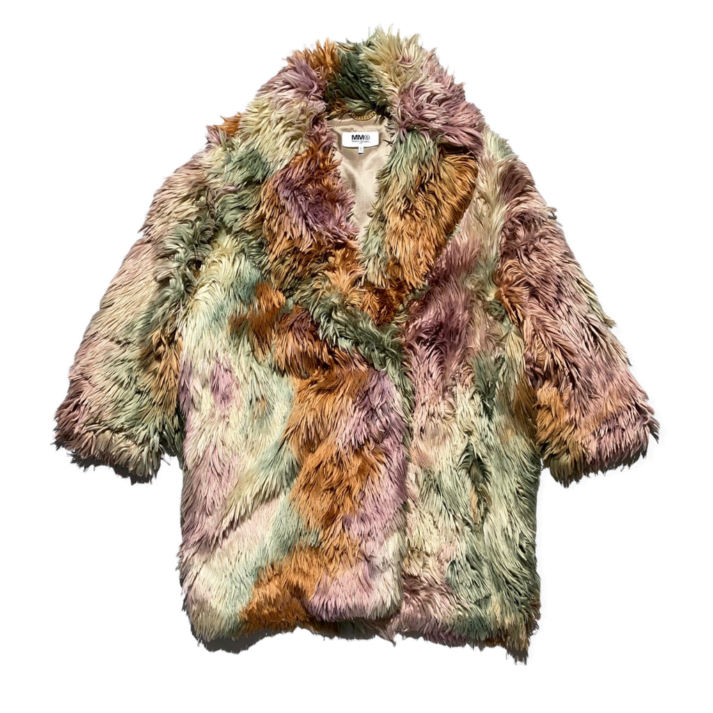 shaggy multicolor faux fur coat
