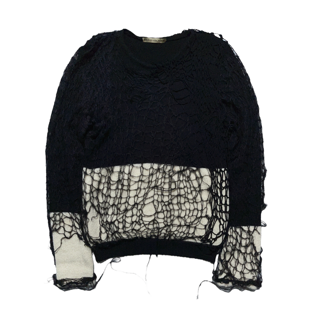 knitted overlay web sweater