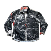 graphic silk button down