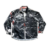 graphic silk button down