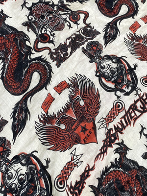 oversized graphic dragon scarf