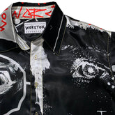 graphic silk button down