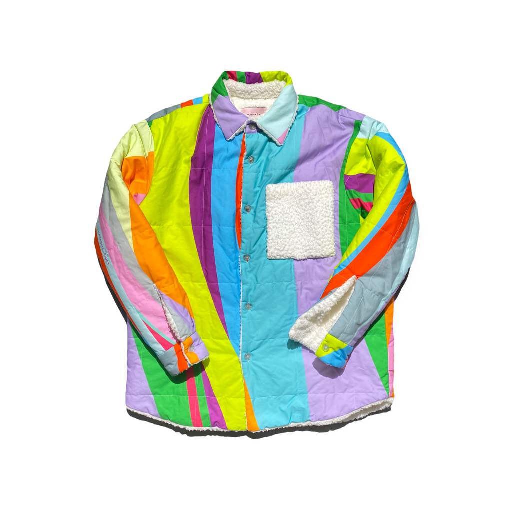 multicolor fleece jacket