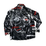 graphic silk button down