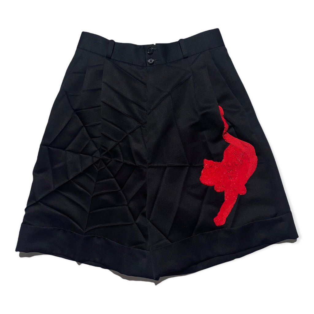 pleated spiderweb sequin shorts