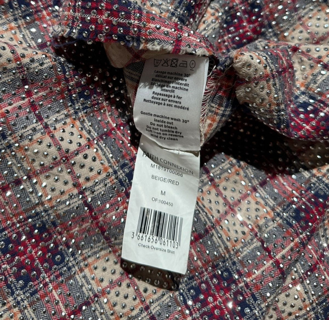 Crystal embellished plaid flannel