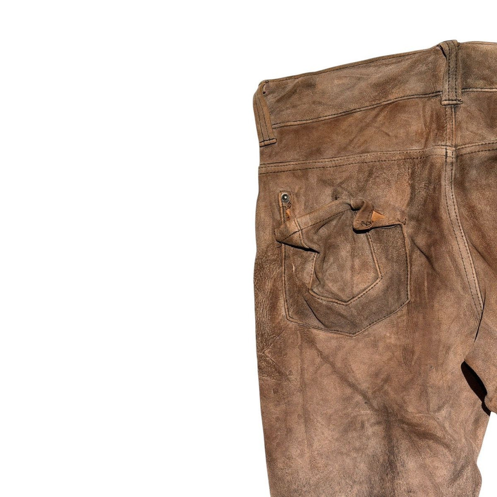 Sueded leather flared pant
