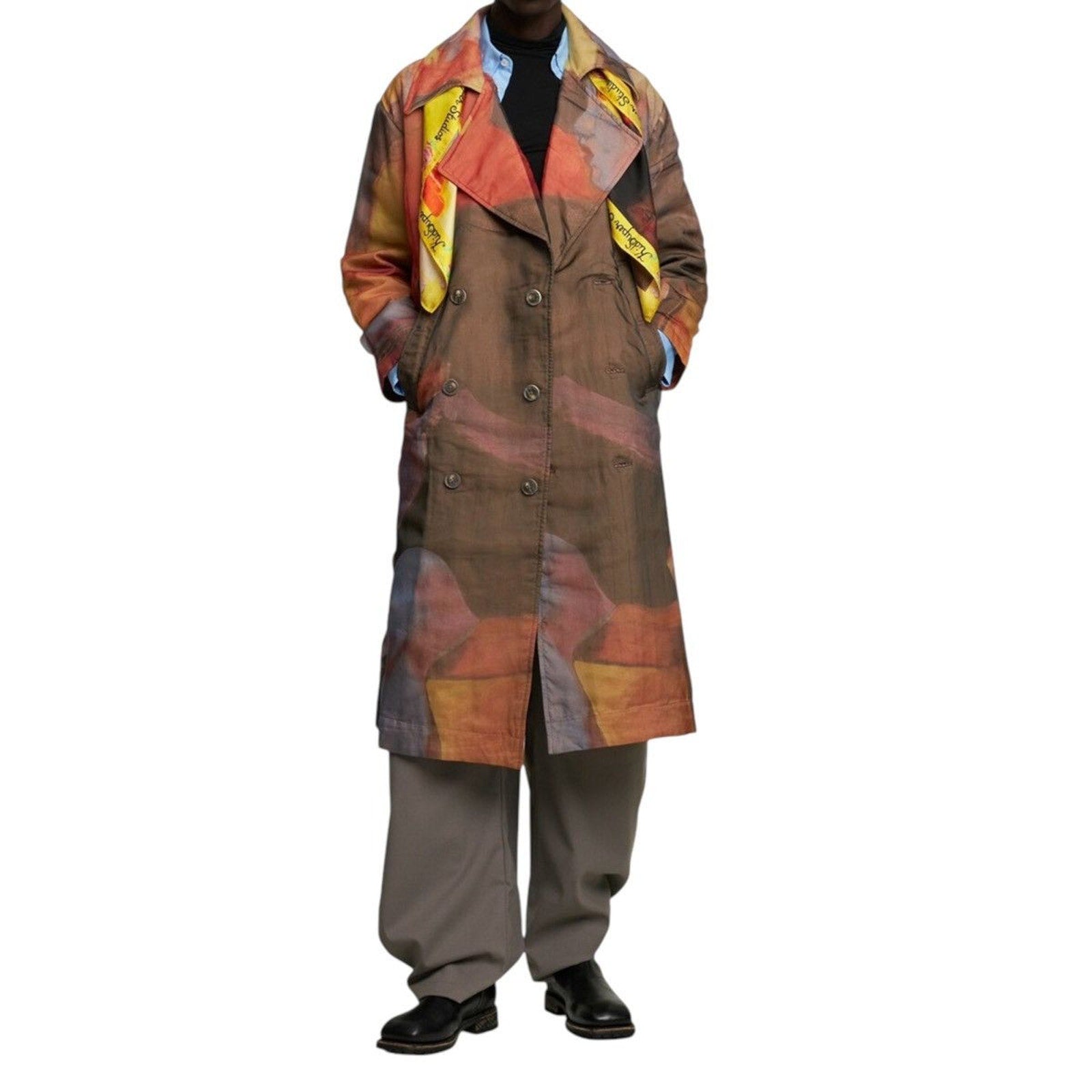 SS24 Graphic painted sheer layered trench coat