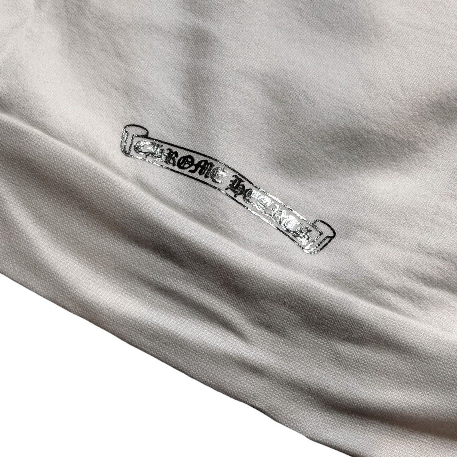 White silver foil logo hoodie