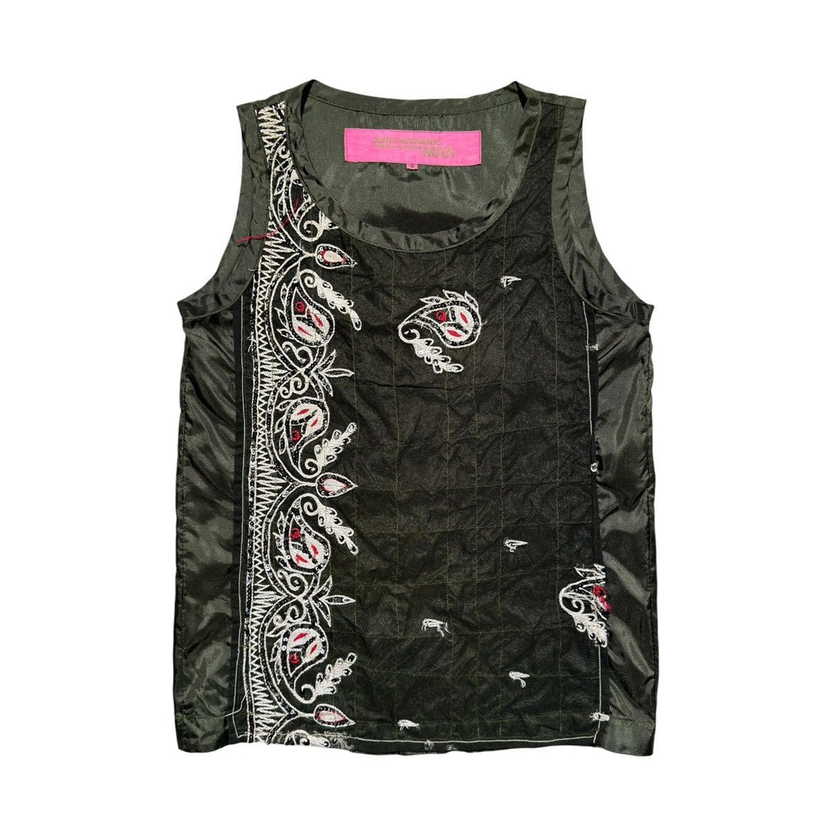 Silk embroidered tank