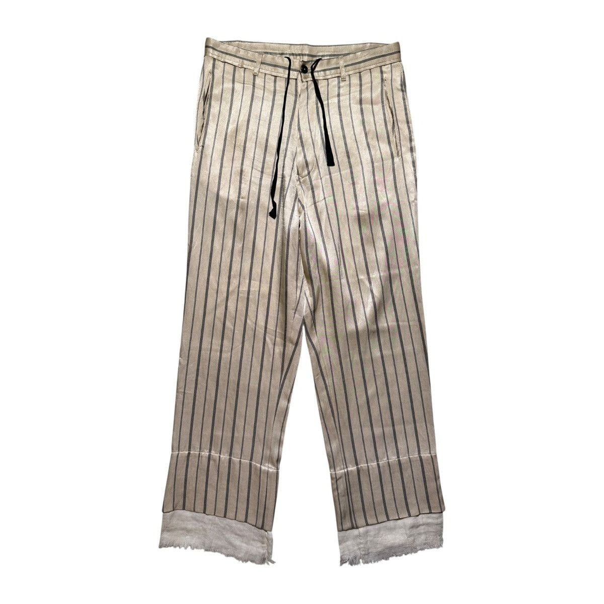 Striped silk/linen ecru trouser