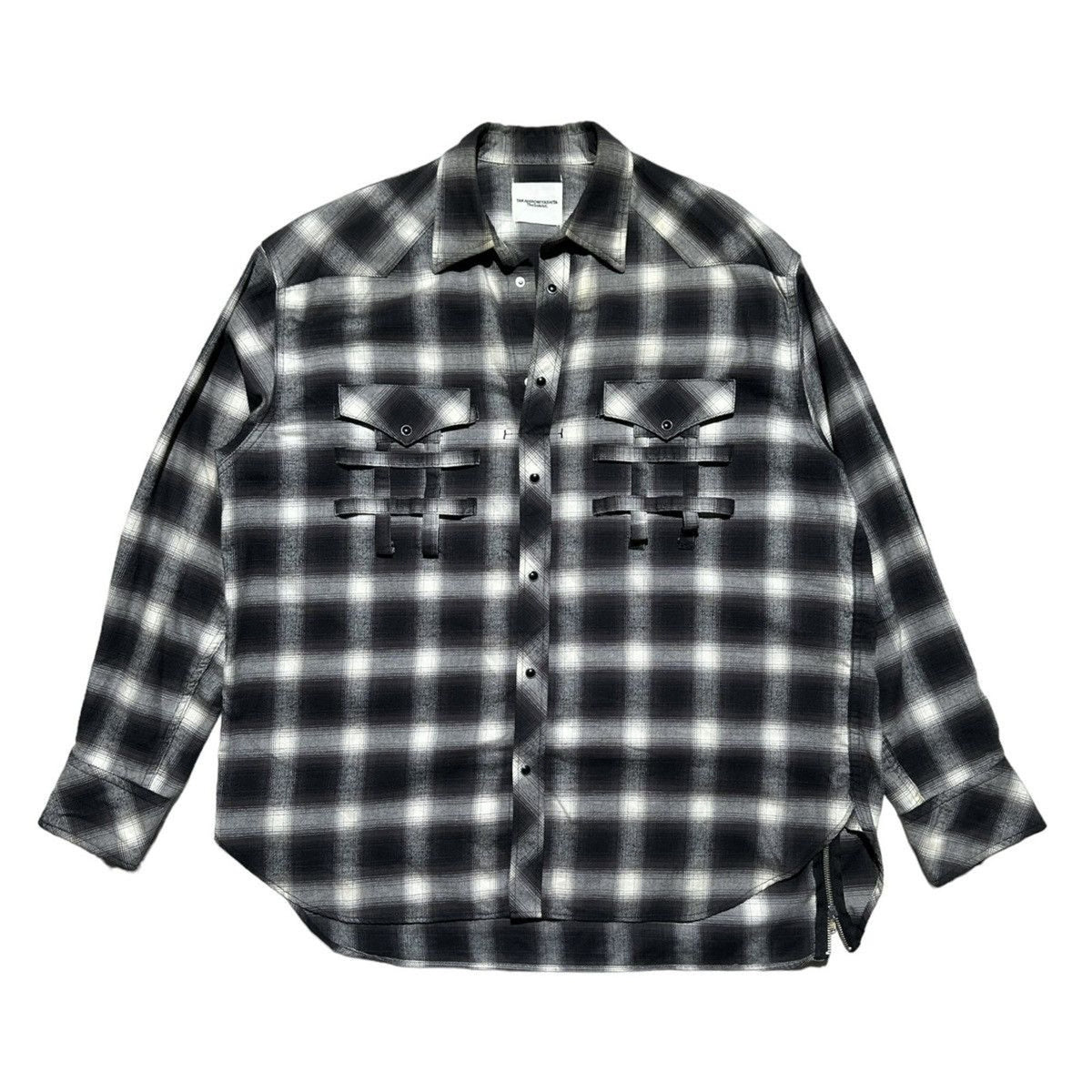 Oversized full zip Checkered paneled flannel