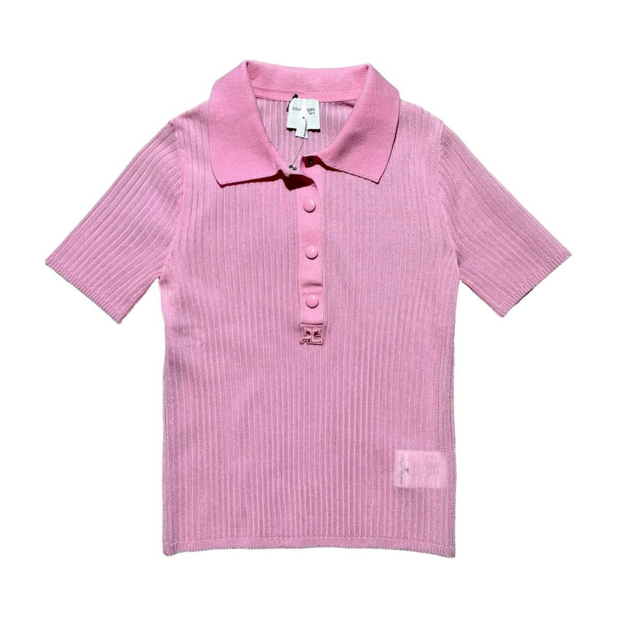 Semi Sheer ribbed stretch polo